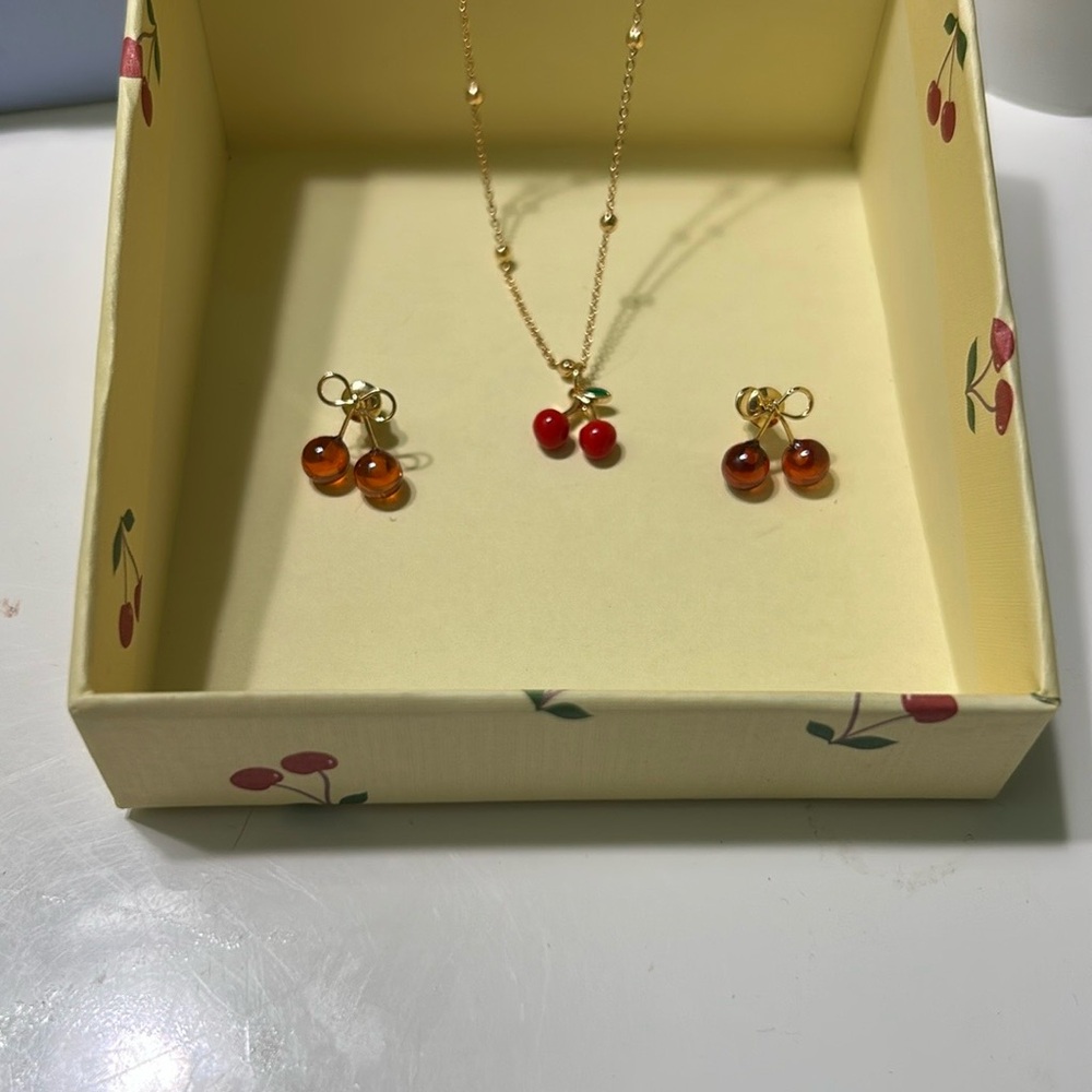 Piper K Cherry Anklet and Earrings